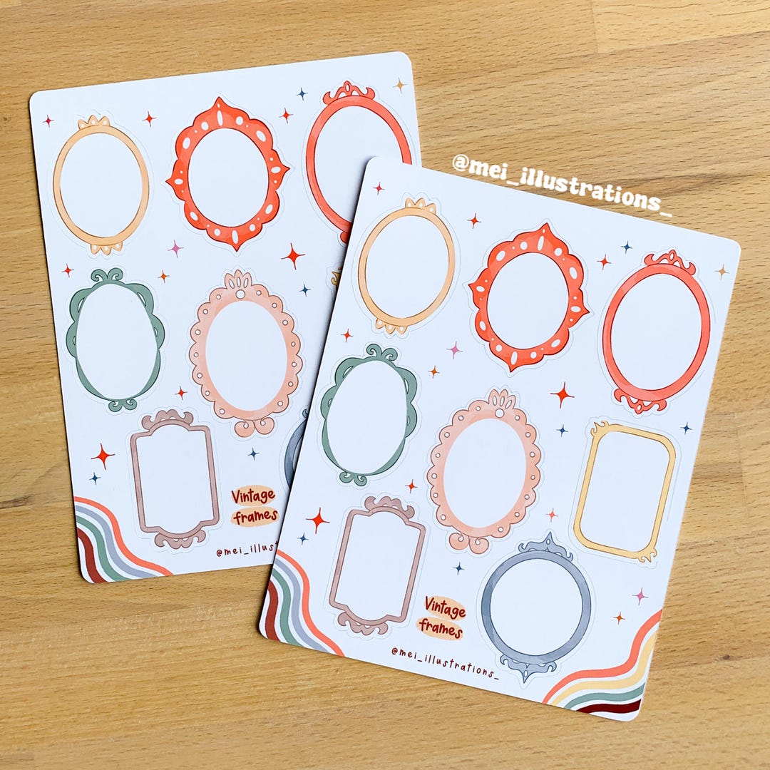 Vintage Frames Sticker Sheet: Colorful Bujo Planner Stickers - Etsy