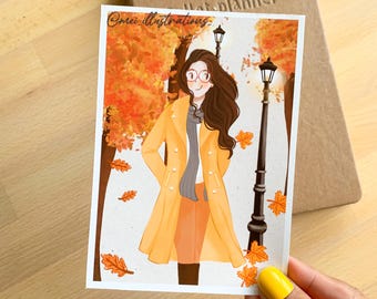 ORIGINEEL ONTWERP, herfstprint, handgemaakte kunstprint, gezellige illustratie, digitale kunstprint, gezellige kunstprint, herfstprint, herfstkunstprint