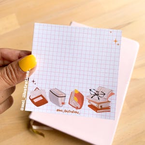 オリジナルデザイン、8 cm x 8 cm ハンドメイドメモ帳、本の虫メモ帳、本好きメモ帳、ハンドメイドメモパッド、ブックメモ帳、メモ帳、メモパッド