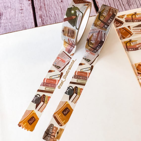 Bookworm Washi Tape, 15MM x 10MM Washi Tape, Bookish Washi Tape, Washi tape, Books washi tape, Book lover washi, Original design Washi Tape