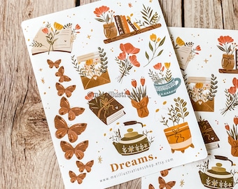 ORIGINAL DESIGN, Bujo Sticker, Scrapbook Sticker, Planner Sticker, Floral Sticker,  Dreamy Sticker, Flower sticker, Journal sticker