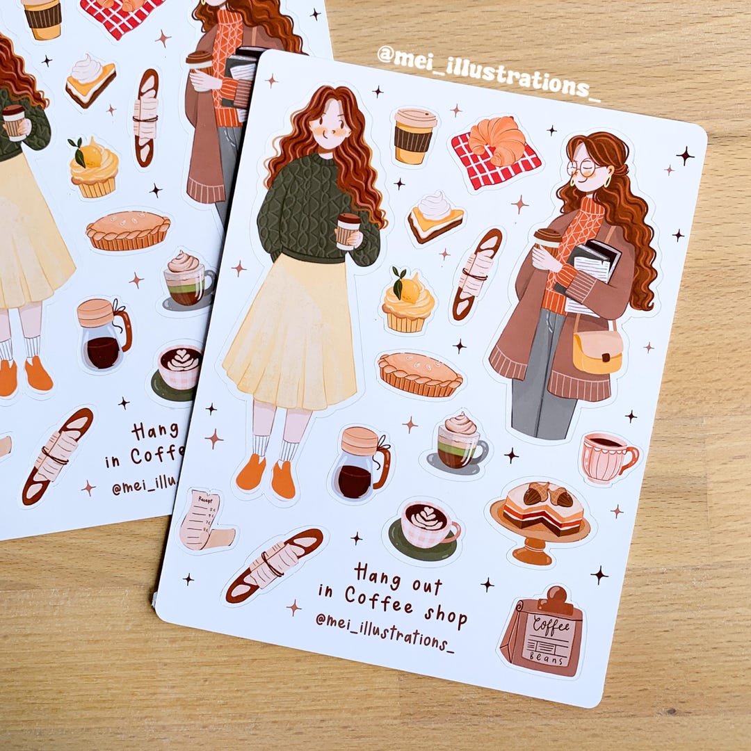 Coffee & Bread Sticker Sheet: Bujo Planner Stickers - Etsy