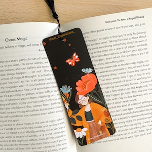 Spring girl bookmark, Floral bookmark, Bookmarks, Book Lover gift, Reading essentials, Bookworm gift, Flowers bookmark, Spring bookmark