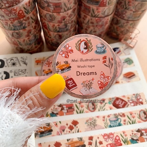 DESIGN ORIGINALE, Nastro washi Dreams, Nastro washi 150 MM x 10 M, Nastro washi Fiori, Nastro washi Farfalle, Nastro washi Ragazza, Nastro washi Floreale