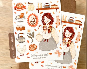 ORIGINAL DESIGN, Cottagecore vibes Sticker, Scrapbook Sticker, Planner Sticker, Cottage girl sticker, Bujo Sticker, Journal sticker