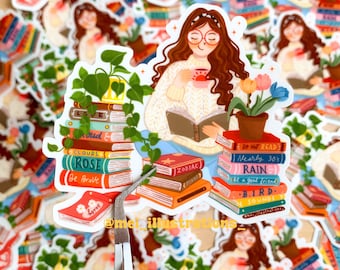 ORIGINAL DESIGN, Bookworm sticker, Book lover sticker, Book sticker, Bookish sticker, Book lover sticker, Laptop sticker, Bookworm gift