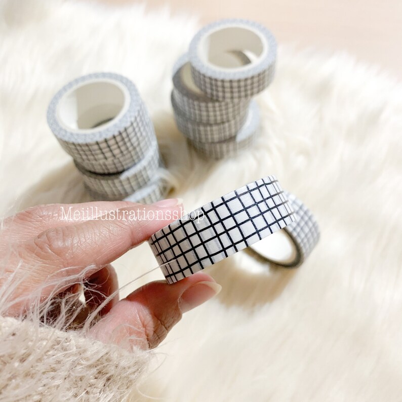 15 MM x 10 M irregular lines grid washi tape scrapbooking planner decoration white grid washi tape grid planner washi planner supplies