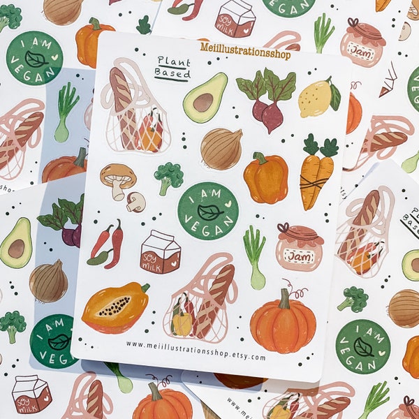 VEGAN sticker sheet, Bujo Sticker, Scrapbook Sticker, Planner Sticker, plant based sticker, Decorative Sticker, Matte Sticker, vegetarian