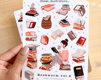 ORIGINAL DESIGN, Bookworm vol.6 sticker sheet, Bookish sticker sheet , Book lover Sticker, Bookish Sticker, Bookworm Sticker