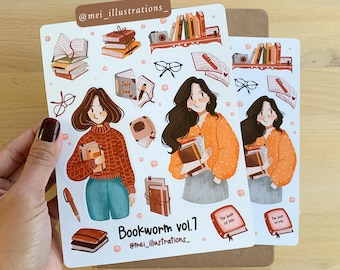 ORIGINAL DESIGN, Bookworm vol.7 sticker sheet, Bookish sticker sheet , Book lover Sticker, Bookish Sticker, Bookworm Sticker, Bookworm