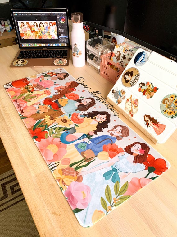 Grade B 70CM X 30CM large mouse pad, ORIGINAL DESIGN, Gaming mouse pad, Desk mat, Floral mouse pad, Girls mouse pad, Large mouse mat