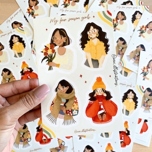 ORIGINEEL ONTWERP, vinylstickervel, stickervel meisjes, plannersticker, stickervel vier seizoenen meisjes, decoratieve sticker