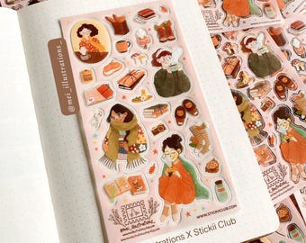 ORIGINAL DESIGN, Mei illustrations X Stickii Club, Planner Sticker, Cozy Sticker, Decorative Sticker, Cozy vibe Sticker, Bujo sticker, Cozy