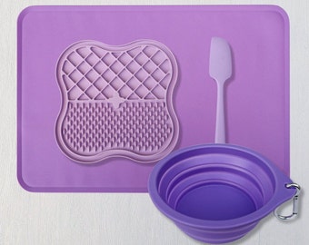 Pet Slow Feeding Set | Pet Silicone Mat | Collapsible Petbowl | Licking plate | Pet Supply | slowfeeder | Plantish Future