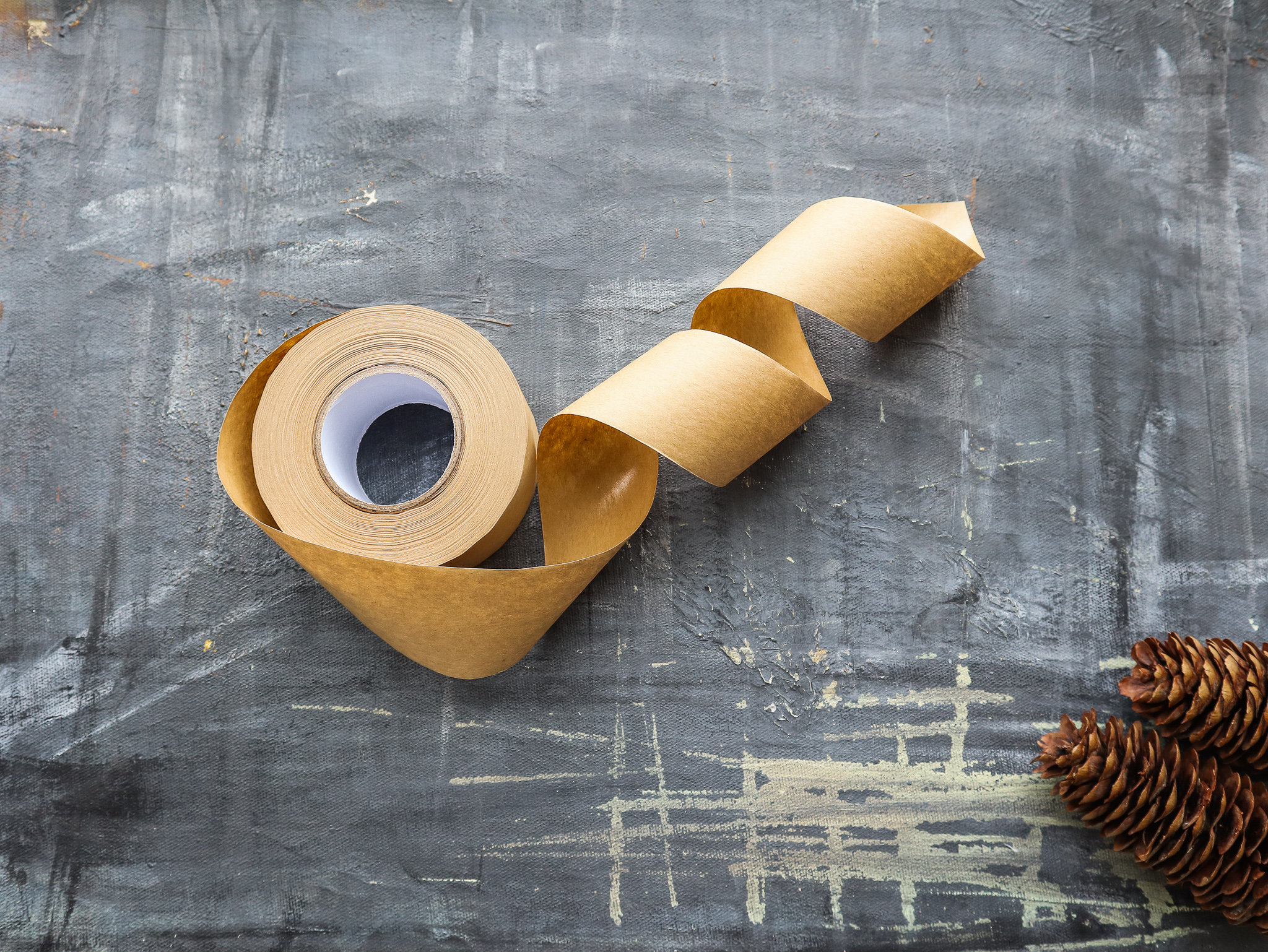 Paper Parcel Tape. Brown Tape Silicone Free Paper. Brown Paper. Recyclable  Tape. 