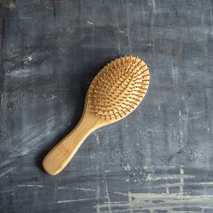 Bamboo Hair Brush | Wooden Paddle Brush | Bamboo and Natural Rubber | Zero Waste | Plastic Free | Plantish Future