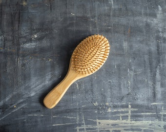 Bamboo Hair Brush | Wooden Paddle Brush | Bamboo and Natural Rubber | Zero Waste | Plastic Free | Plantish Future