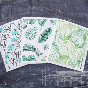 Herbaceous Beds - Swedish Sponge Cloth Set | Dishcloth Unpaper Towel Paper Baby Napkin | 100% Compostable | Zero Waste Kitchen | Plantish