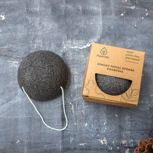 Konjac Facial Sponge | Natural Eco-Friendly Vegan Sponge | Charcoal |  Reusable Makeup Remover | Organic Beauty & Bath Skin Care