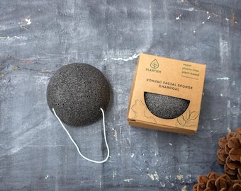 Konjac Facial Sponge | Natural Eco-Friendly Vegan Sponge | Charcoal |  Reusable Makeup Remover | Organic Beauty & Bath Skin Care