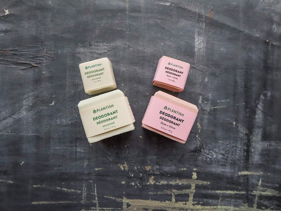 Zero Waste Deodorant Bar | No Baking Soda Aluminum | Vegan Gentle Gluten Free | Free of Alcohol Paraben Plastic | Plantish