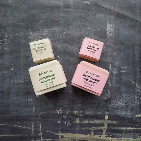 Zero Waste Deodorant Bar | No Baking Soda Aluminum | Vegan Gentle Gluten Free | Free of Alcohol Paraben Plastic | Plantish