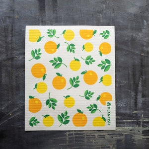 Orange Dry Mat (XL Sponge Cloth) | Dish Drying Drip Kitchen Mat Kitchen Decor | Reusable Biodegradable Natural Cellulose Sponge Cloth Towel