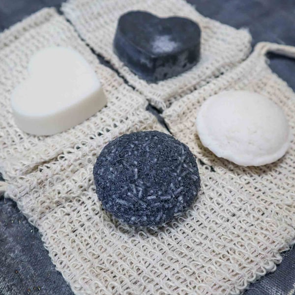 Shampoo and Conditioner Bar Set | Free of SLS, Lye, Plastic | Zero Waste Beauty | Unscented, Charcoal, Lavender, Shea Butter | Plantish