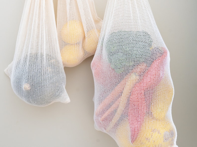 Organic Cotton Mesh Produce Bags Organic Cotton Mesh Bags Eco friendly gift Best for Grocery Runs Laundry Plantish image 2