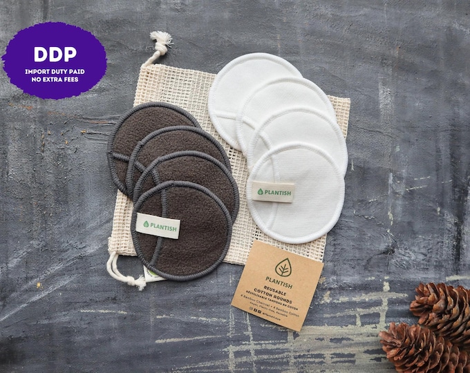 Reusable Cotton Rounds with Pockets | 100% Organic Cotton Charcoal infused for applying toner makeup remover daily cleansing travel-friendly