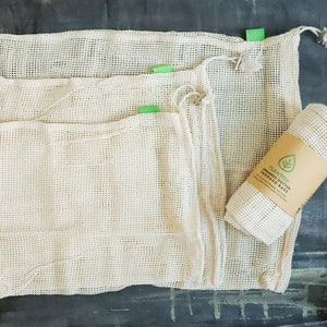 Set of 2 Organic Cotton Mesh Bags Small Travel Bag for Masks, Cotton Rounds, Underwear, Socks Zero Waste Laundry/Storage Bag Plantish Set of 3 Produce Bag