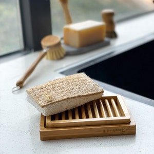 Dual-layer Bamboo Soap Dish Best Draining Biodegradable Soap Rack, Soap Saver Soap Bar, Shampoo Bar, Conditioner Zero Waste Plantish image 7