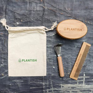On-The-Go Bamboo Hair Brush Set | Wooden Detangling Hair Cleaning Brush | Brush Cleaner | Zero Waste Hair Brush | Travel Set