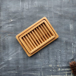 4Pcs Bamboo Wood Soap Dish, Drainable Bathroom Soap Holder, 8cm Shower  Steamer Tray, Bamboo Soap Holder with Bottom Drainage Frame, Shower Dish