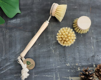 Sisal Dish Brush with Free Refill Head | Kitchen Household Brush, Scrubber | Zero Waste | Plantish