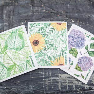 Floral Bursts - Swedish Sponge Cloth Set | Dishcloth Unpaper Towel Paper Baby Napkin | 100% Compostable | Zero Waste Kitchen | Plantish