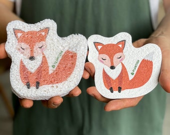 Fox - Pop up Sponge | Zero Waste Biodegradable Kitchen Sponge Wood Pulp Cellulose Compostable Scourer Sustainable Products | Plantish