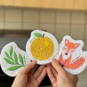 Fox Pop up Sponge Zero Waste Biodegradable Kitchen Sponge Wood Pulp Cellulose Compostable Scourer Sustainable Products Plantish afbeelding 6