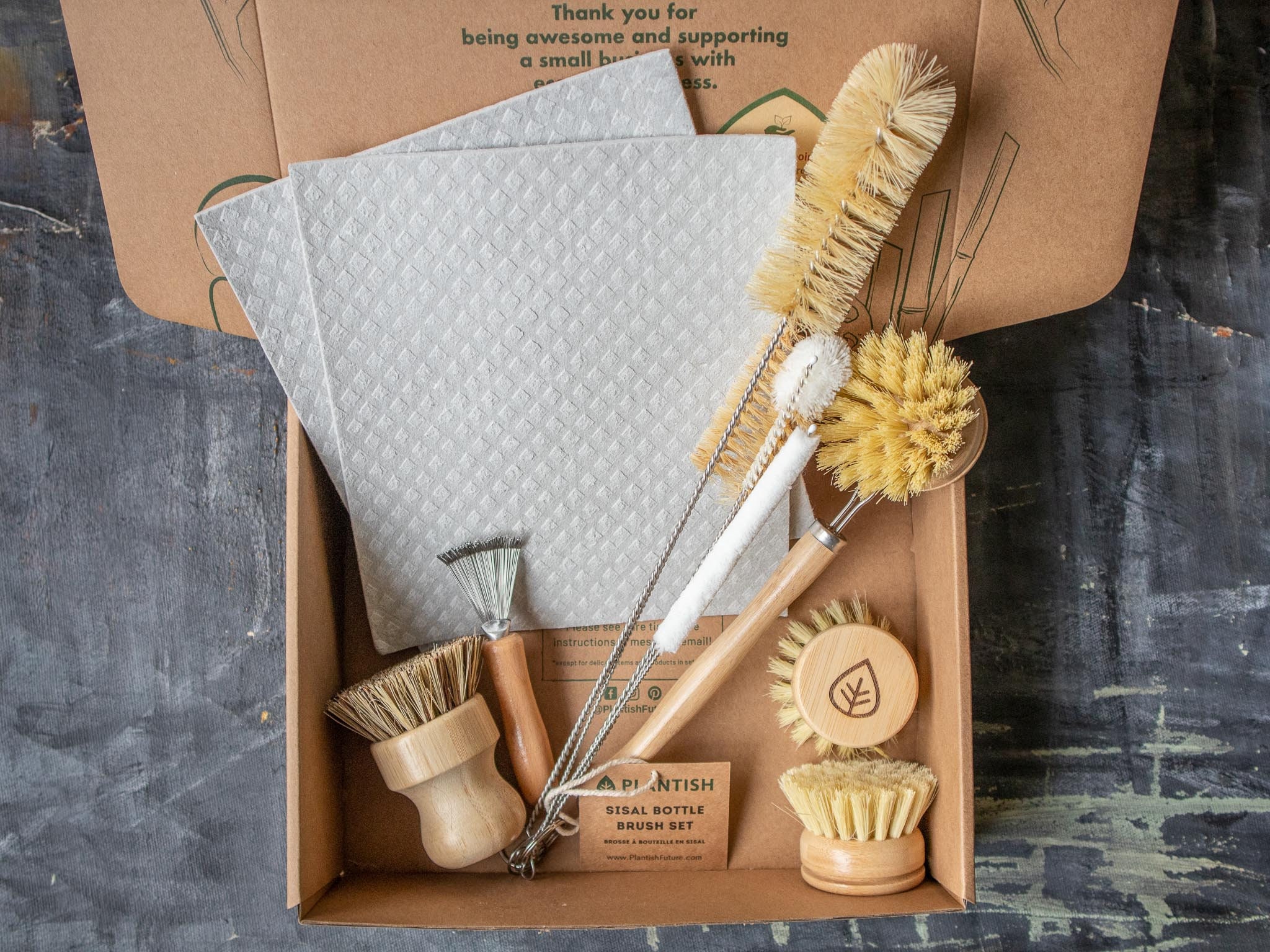 Zero Waste Kitchen Brush Set | Best Value Cleaning Tool Kit | Dish Soap Bar | Plastic-free & Eco-friendly Products | Gift For Mom | Plantish