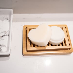 Dual-layer Bamboo Soap Dish Best Draining Biodegradable Soap Rack, Soap Saver Soap Bar, Shampoo Bar, Conditioner Zero Waste Plantish image 6