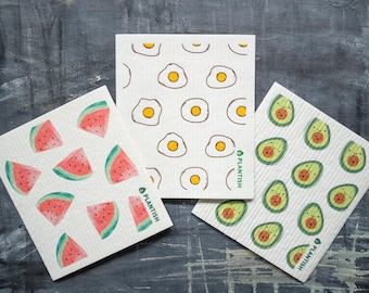 Sweet Munchies - Swedish Sponge Cloth Set | Dishcloth Unpaper Towel Paper Baby Napkin | 100% Compostable | Zero Waste Kitchen | Plantish