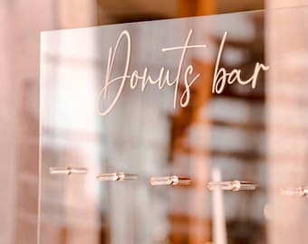 Donut Bar, Custom Board With an Easel, Wedding Acrylic Bar Sign, Donut Wall Stand, Sweet 16 Decoration, Tiered Cupcake Stand, Holiday Decor