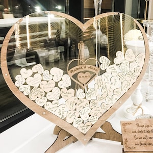 Wedding Guest Book Alternative, Personalized Wedding Gifts, Wooden Hearts Drop Box, Boho Guestbook, Rustic Wedding Table Decor WeddingByEli
