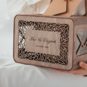 Houten contant geldenvelopdoos bruiloft, vintage kaartendoos met sleuf, gepersonaliseerde aandenkendoos, aangepaste lasergegraveerde envelopdoos door WeddingByEli