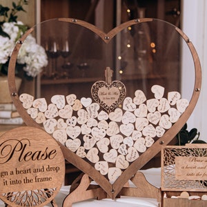 Capture Guest Wishes in This Heart-Shaped Wedding Drop Box, a Boho Guest Book Alternative with Personalized Details And Wood Hearts