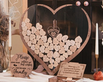 Wedding Guest Book Alternative 60 80 100 hearts Names and Heart Guestbook Love Wedding Decorations Wooden Guest Book Rustic Wedding Ideas