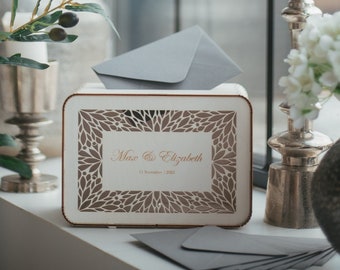 Boîte pour cartes de mariage romantique, Boîte de dragées moderne faite main, Paniers-cadeaux de mariage, Jolies décorations de fête de fiançailles, Boîte rectangulaire pour enveloppes