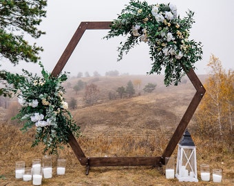 Wedding Arch, Wedding Decor, Ceremony Arch, Wedding Arbor, Rustic Wedding Arch, Wedding Arch Hexagon, Beach Wedding, Boho Decor