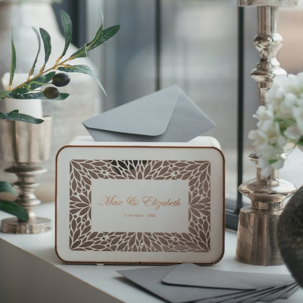 Romantic Wedding Card Box, Modern Handmade Favor Box, Wedding Gift Baskets, Cute Engagement Party Decorations, Rectangular Box for Envelopes