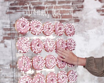 Personalized Wedding Sign - Donut Wall Stand, Donut Board Sweet 16, Wedding Decor, Rustic Donut Display, Cake Stand
